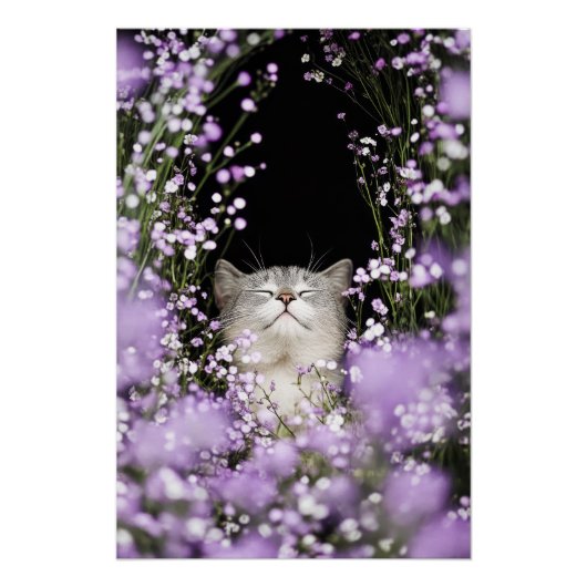 Katze in Blume Poster (Vorderseite)