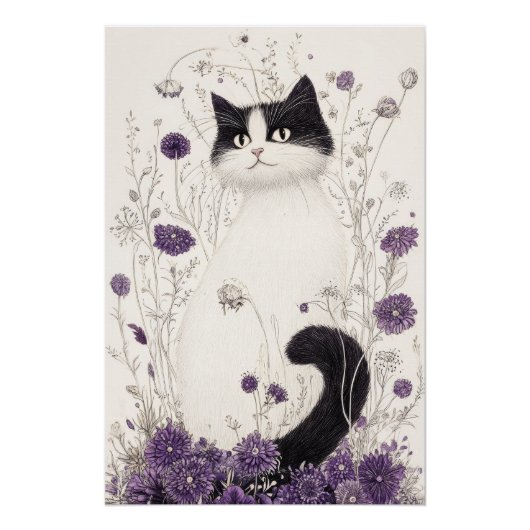 Katze in Blume Poster (Vorderseite)