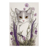 Katze in Blume Poster (Vorderseite)