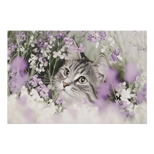 Katze in Blume Poster (Vorderseite)