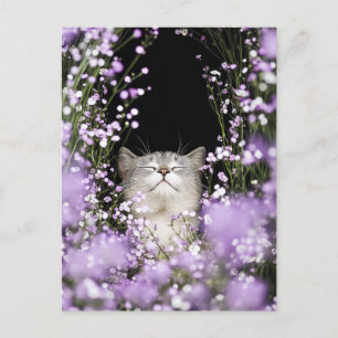 Katze in Blume Postkarte