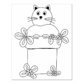 Katze in Blume Pot Gummistempel (Prägung)