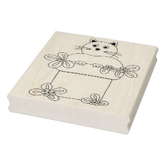 Katze in Blume Pot Gummistempel