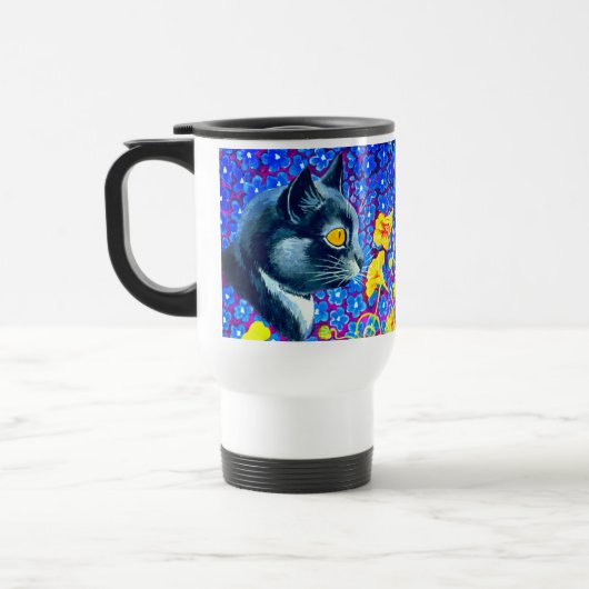 Katze in Blume Reisebecher (Links)