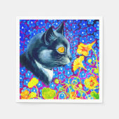 Katze in Blume Serviette (Vorderseite)