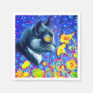 Katze in Blume Serviette