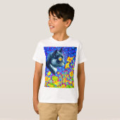 Katze in Blume T-Shirt (Vorne ganz)