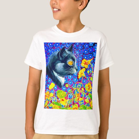 Katze in Blume T-Shirt (Vorderseite)