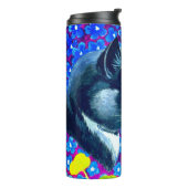 Katze in Blume Thermosbecher (Nach links gedreht)