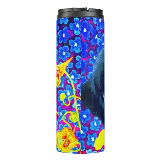 Katze in Blume Thermosbecher (Rückseite)