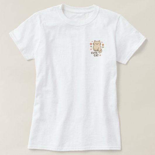 Katze in Blüte T-Shirt (Design vorne)