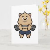 Katze in Bodybuilding mit Barbell Karte (Gelbe Blume)