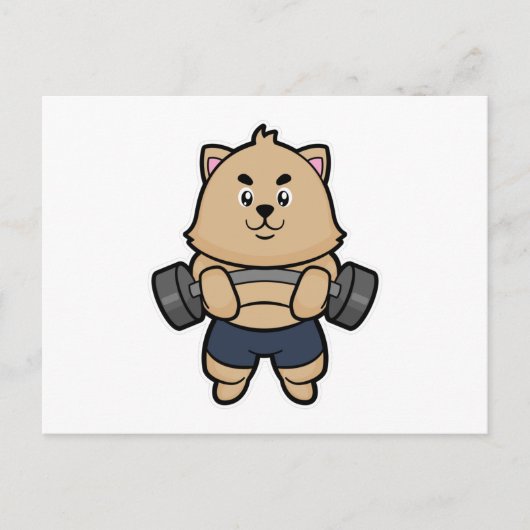 Katze in Bodybuilding mit Barbell Postkarte (Vorderseite)