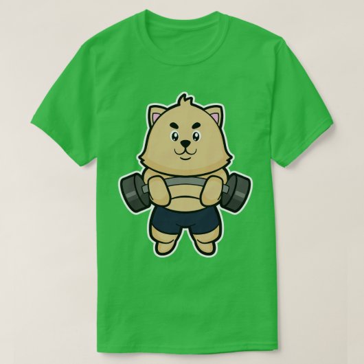 Katze in Bodybuilding mit Barbell T-Shirt (Design vorne)