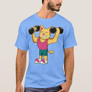 Katze in Bodybuilding mit Dumbells T-Shirt