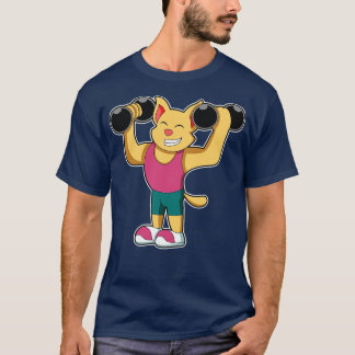 Katze in Bodybuilding mit Dumbells T-Shirt