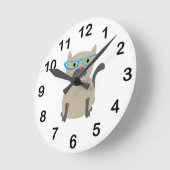 Katze in Brille Runde Wanduhr (Winkel)