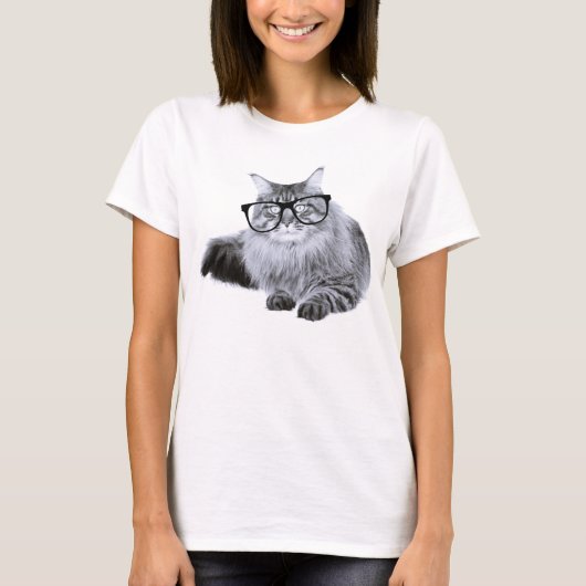 Katze in Brille T-Shirt (Vorderseite)