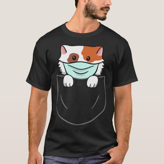 Katze in Brustpocket Brustpocket Tiermaske T-Shirt (Vorderseite)