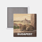 Katze in Budapest Ungarn Parlament Gebäude Reisen Magnet (Vorderseite/Rückseite)