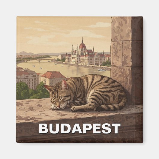 Katze in Budapest Ungarn Parlament Gebäude Reisen Magnet (Vorne)