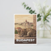 Katze in Budapest Ungarn Parlament Gebäude Reisen Postkarte (Stehend Vorderseite)