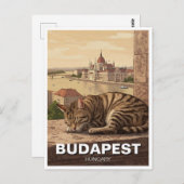 Katze in Budapest Ungarn Parlament Gebäude Reisen Postkarte (Vorne/Hinten)