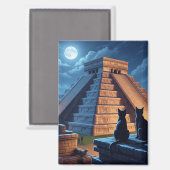 Katze in Chichen Itza Mexiko Nacht Magnet (Vorderseite/Rückseite)