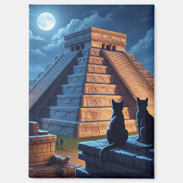 Katze in Chichen Itza Mexiko Nacht Magnet