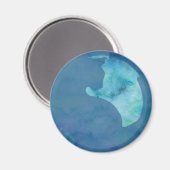Katze in Circle - Blue Magnet (Vorderseite/Rückseite)