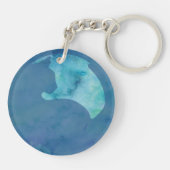 Katze in Circle - Blue Schlüsselanhänger (Rückseite)