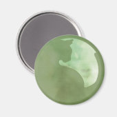 Katze in Circle - Green Magnet (Vorderseite/Rückseite)