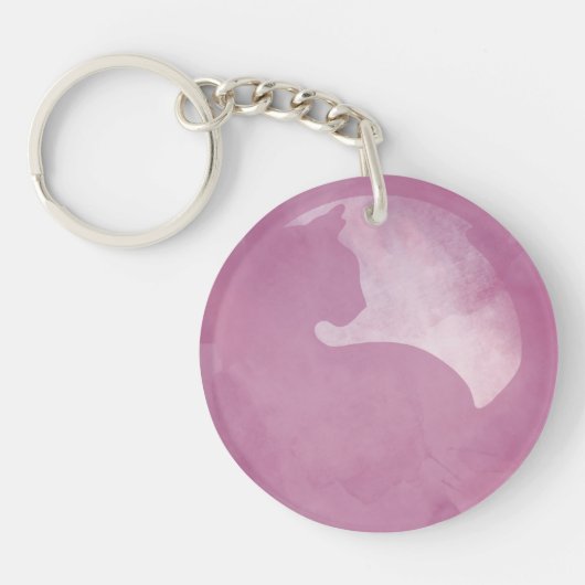 Katze in Circle - Rosa Schlüsselanhänger (Vorderseite)