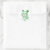 Katze in Cone Perfect Green Runder Aufkleber (Tasche)