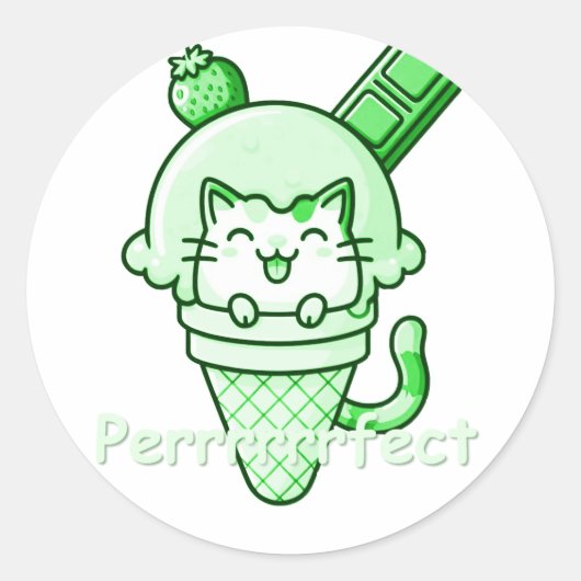 Katze in Cone Perfect Green Runder Aufkleber (Vorderseite)