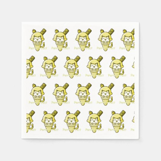Katze in Cone Perfect Yellow Serviette (Vorderseite)