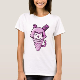 Katze in Cone Pink T-Shirt