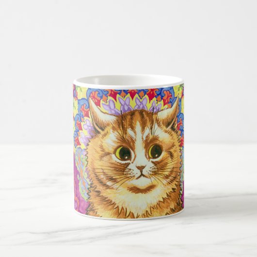 Katze in dekorativem Muster, Louis Wain Kaffeetasse (Mittel)