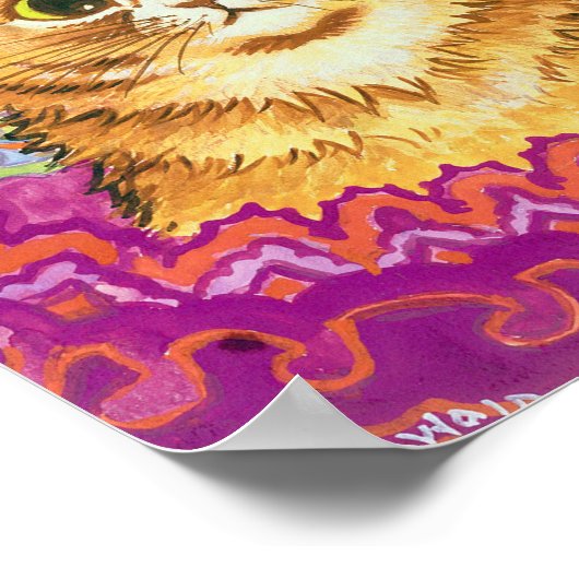 Katze in dekorativem Muster, Louis Wain Poster (Ecke)