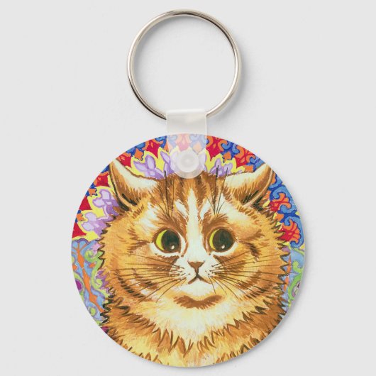 Katze in dekorativem Muster, Louis Wain Schlüsselanhänger (Vorderseite)