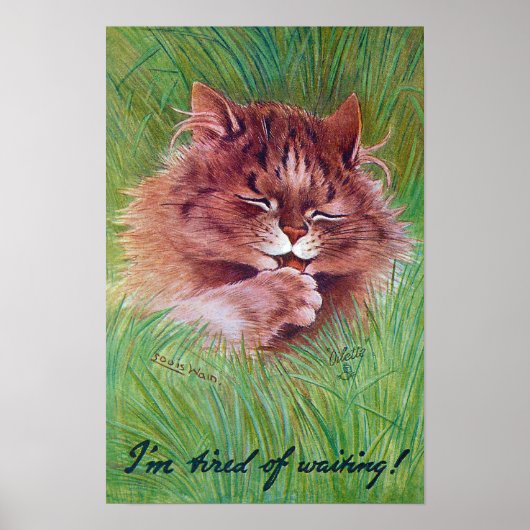 Katze in den Büschen, Louis Wain Poster (Vorne)