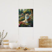 Katze in den schönen Garten Canvas Print Poster (Küche)