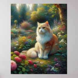 Katze in den schönen Garten Canvas Print Poster