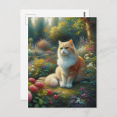 Katze in den schönen Garten Canvas Print Postkarte (Vorne/Hinten)