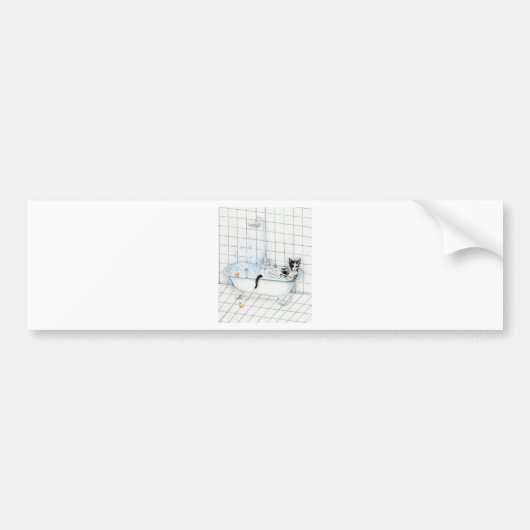 Katze in der Badewanne Autoaufkleber (Vorne)