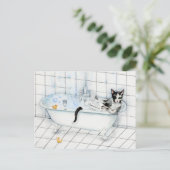 Katze in der Badewanne Postkarte (Stehend Vorderseite)