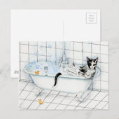 Katze in der Badewanne Postkarte (Vorne/Hinten)