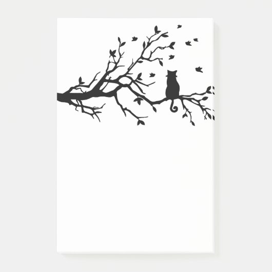 Katze in der Baum-Silhouette Post-it Klebezettel (Vorderseite)