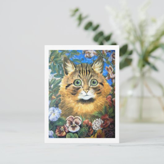 Katze in der Blume, Louis Wain Postkarte (Stehend Vorderseite)