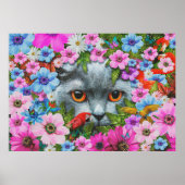 Katze in der Blume Poster (Vorne)